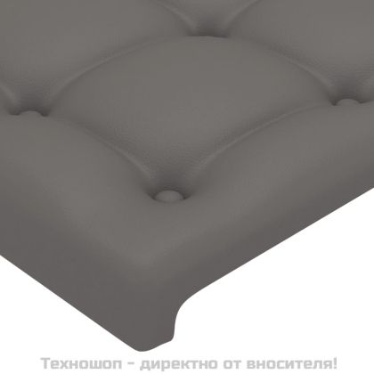 Табла за легло, сива, 90x5x118/128 см, изкуствена кожа