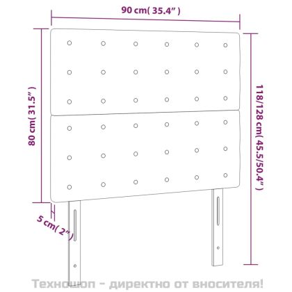 Табла за легло, сива, 90x5x118/128 см, изкуствена кожа