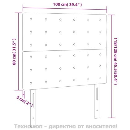 Табла за легло, бяла, 100x5x118/128 см, изкуствена кожа