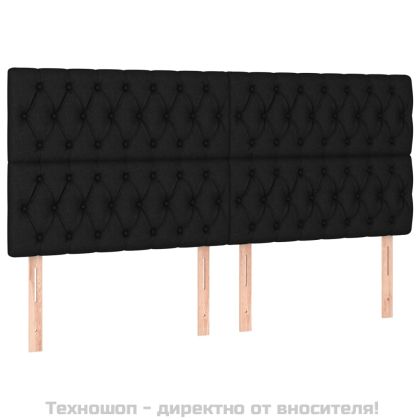 Табла за легло, черна, 200x7x118/128 см, плат