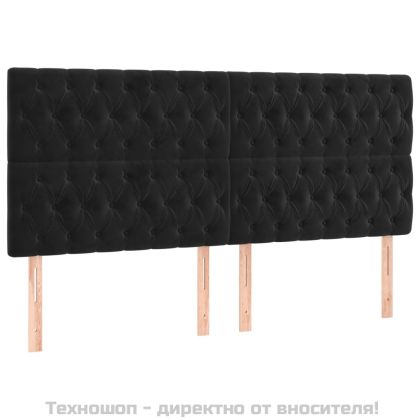 Табла за легло, черна, 200x7x118/128 см, кадифе