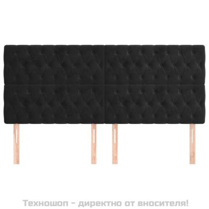 Табла за легло, черна, 200x7x118/128 см, кадифе