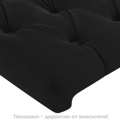 Табла за легло, черна, 200x7x118/128 см, кадифе