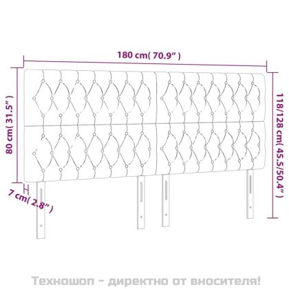 Табла за легло, черна, 180x7x118/128 см, плат