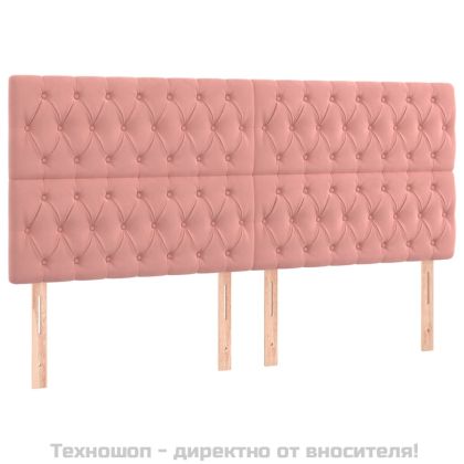 Табла за легло, розова, 200x7x118/128 см, кадифе