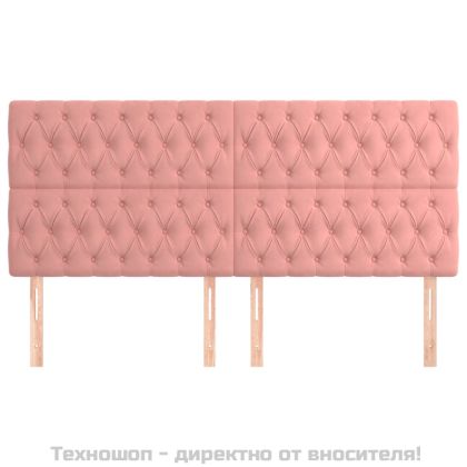 Табла за легло, розова, 200x7x118/128 см, кадифе