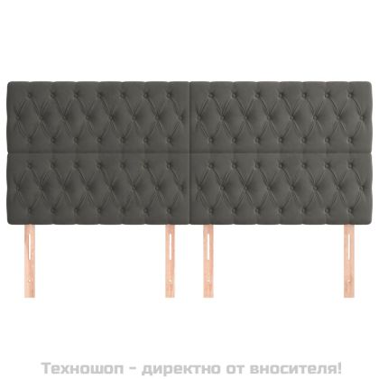 Табла за легло, тъмносива, 200x7x118/128 см, кадифе