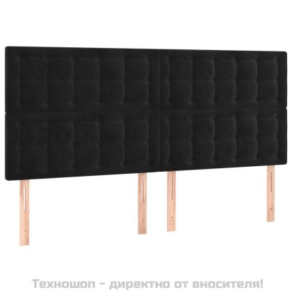 Табла за легло, черна, 200x5x118/128 см, кадифе