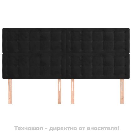 Табла за легло, черна, 200x5x118/128 см, кадифе