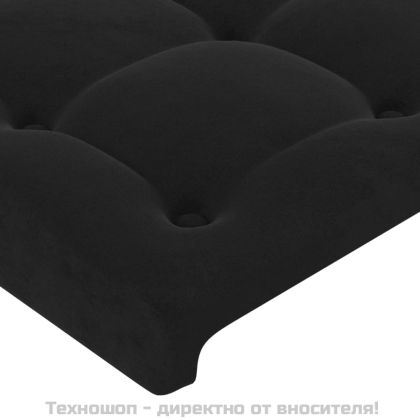 Табла за легло, черна, 200x5x118/128 см, кадифе