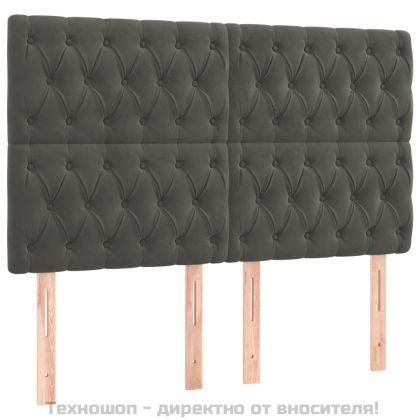 Табла за легло, тъмносива, 160x7x118/128 см, кадифе