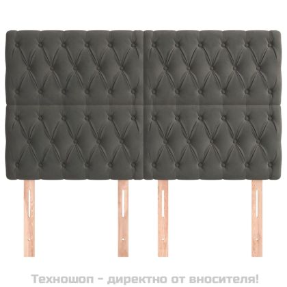 Табла за легло, тъмносива, 160x7x118/128 см, кадифе