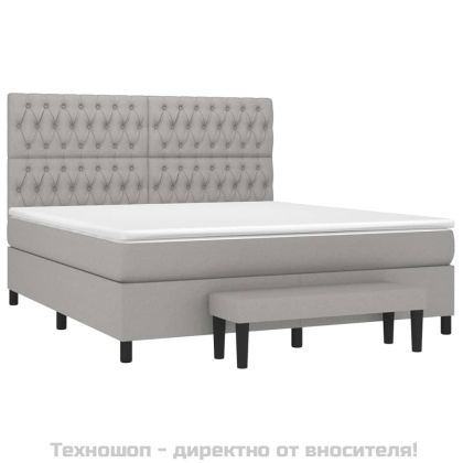 Боксспринг легло с матрак, светлосиво, 180x200 см, плат
