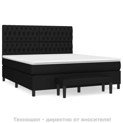 Боксспринг легло с матрак, черно, 180x200 см, плат