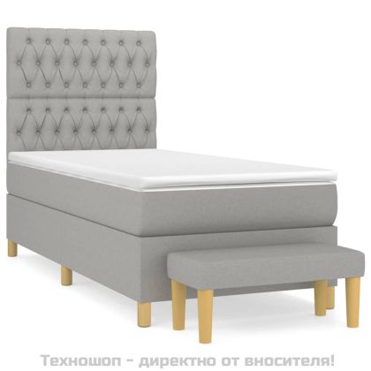 Боксспринг легло с матрак, светлосива, 90x190 см, плат