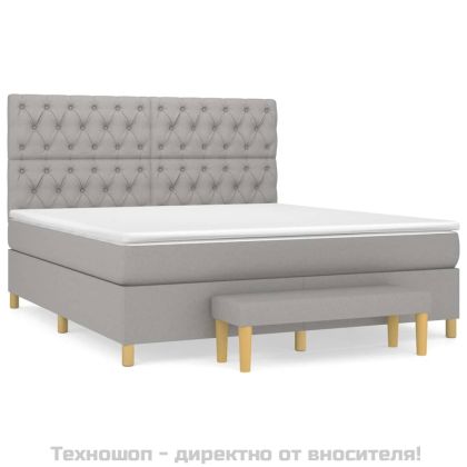 Боксспринг легло с матрак, светлосиво, 160x200 см, плат
