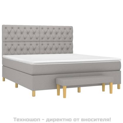 Боксспринг легло с матрак, светлосиво, 160x200 см, плат