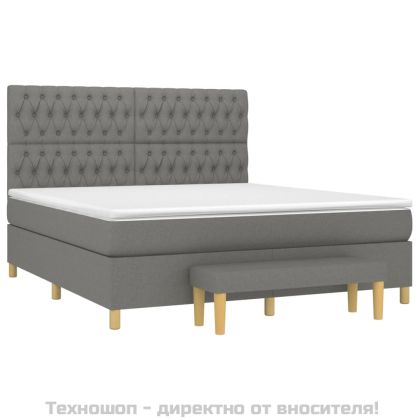 Боксспринг легло с матрак, тъмносиво, 180x200 см, плат