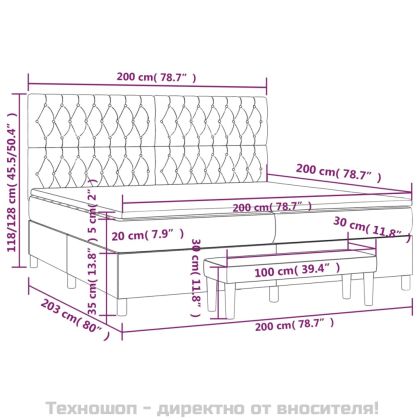 Боксспринг легло с матрак, черно, 200x200 см, плат
