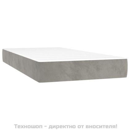 Боксспринг легло с матрак, светлосиво, 100x200 см, кадифе