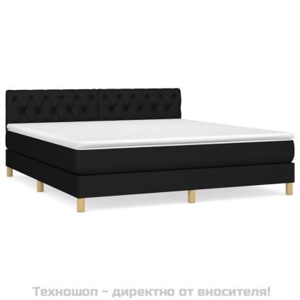 Боксспринг легло с матрак, черно, 160x200 см, плат
