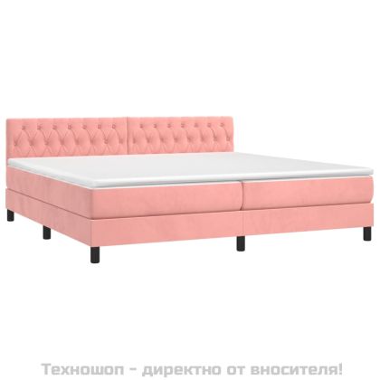 Боксспринг легло с матрак, розово, 200x200 см, кадифе