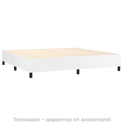 Боксспринг легло с матрак, бяло, 200x200 см, изкуствена кожа