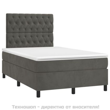 Боксспринг легло с матрак, тъмносиво, 120x200 см, кадифе