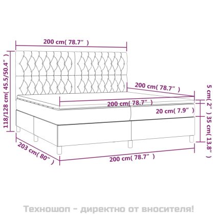 Боксспринг легло с матрак, светлосиво, 200x200 см, кадифе