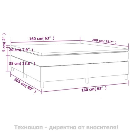 Боксспринг легло с матрак, синьо, 160x200 см, плат