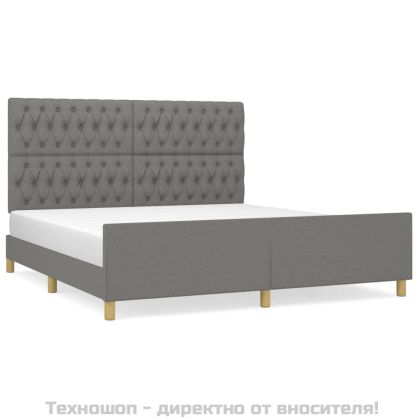 Рамка за легло без матрак, тъмносива, 180x200 см, плат