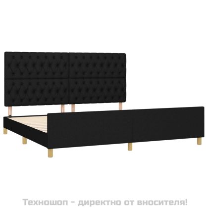 Рамка за легло с табла, черна, 200x200 см плат