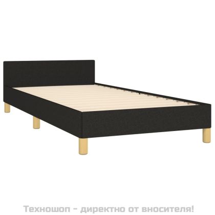 Рамка за легло с табла, черна, 90x200 см плат