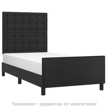 Рамка за легло с табла, черна, 90x200 см, изкуствена кожа