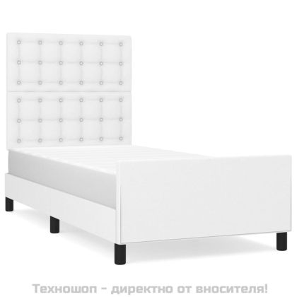 Рамка за легло с табла, бяла, 100x200 см, изкуствена кожа