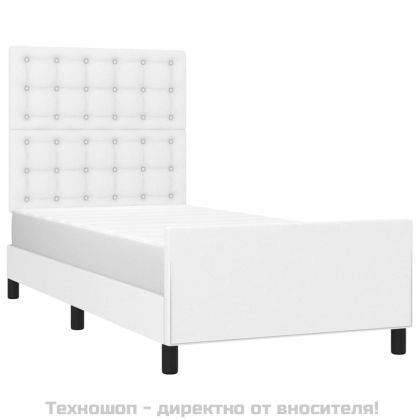 Рамка за легло с табла, бяла, 100x200 см, изкуствена кожа