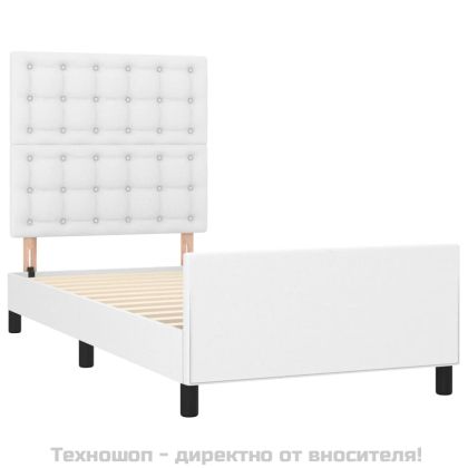 Рамка за легло с табла, бяла, 100x200 см, изкуствена кожа
