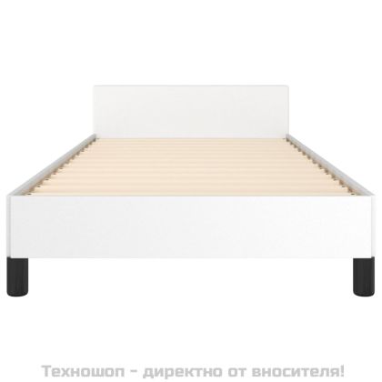 Рамка за легло с табла, бяла, 100x200 см, изкуствена кожа