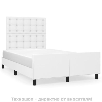 Рамка за легло с табла, бяла, 120x200 см, изкуствена кожа
