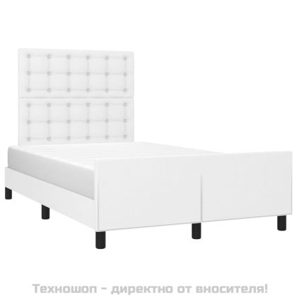 Рамка за легло с табла, бяла, 120x200 см, изкуствена кожа