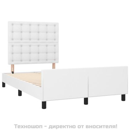 Рамка за легло с табла, бяла, 120x200 см, изкуствена кожа