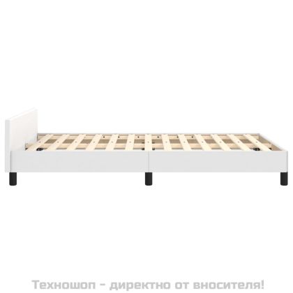 Рамка за легло с табла, бяла, 120x200 см, изкуствена кожа