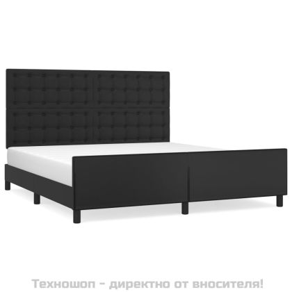 Рамка за легло с табла, черна, 180x200 см, изкуствена кожа