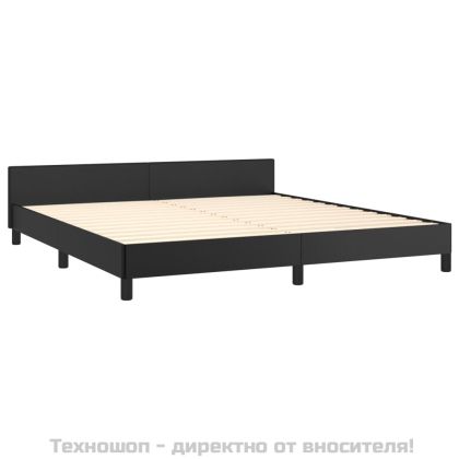 Рамка за легло с табла, черна, 180x200 см, изкуствена кожа