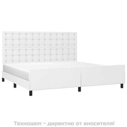 Рамка за легло с табла, бяла, 200x200 см, изкуствена кожа