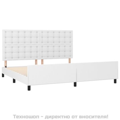 Рамка за легло с табла, бяла, 200x200 см, изкуствена кожа