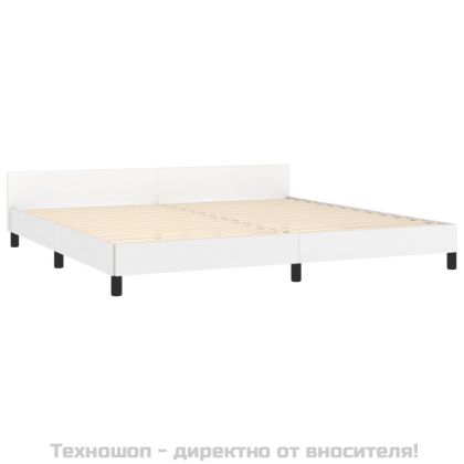 Рамка за легло с табла, бяла, 200x200 см, изкуствена кожа