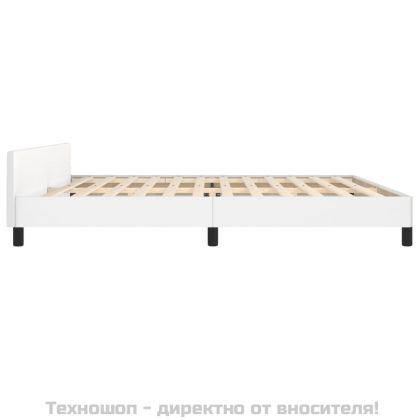 Рамка за легло с табла, бяла, 200x200 см, изкуствена кожа