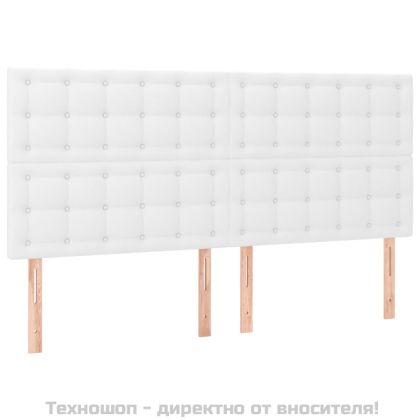 Рамка за легло с табла, бяла, 200x200 см, изкуствена кожа