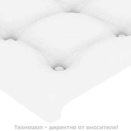 Рамка за легло с табла, бяла, 200x200 см, изкуствена кожа